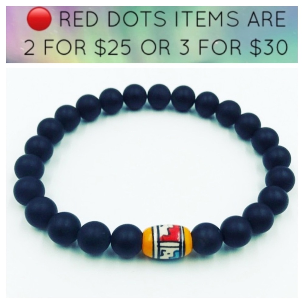 🔴SALE Men or women matte onyx & ceramic bracelet